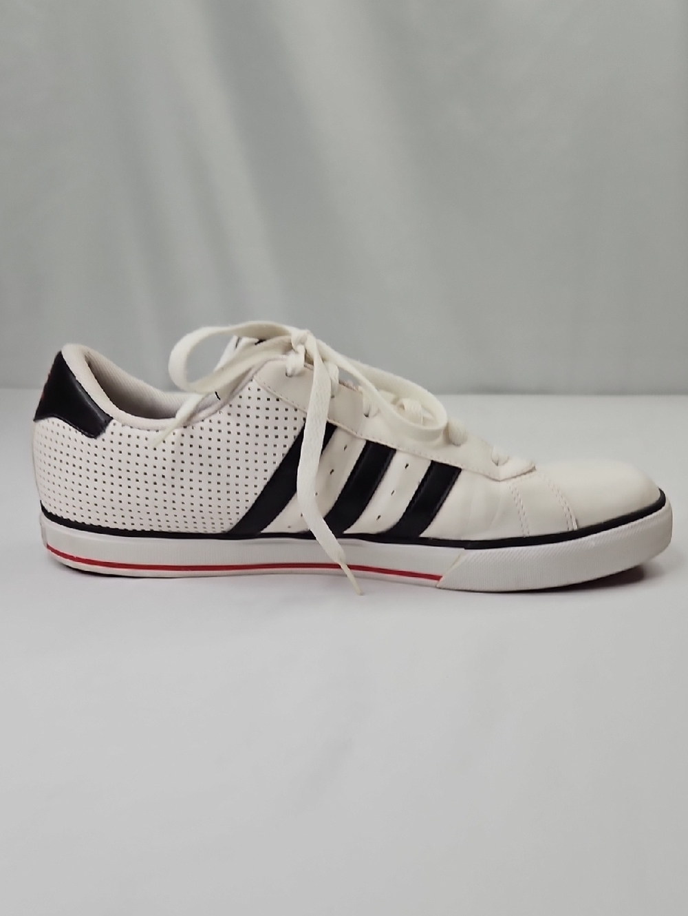 Adidas Men's Neo Label White Sneakers with Black Trim Size 13